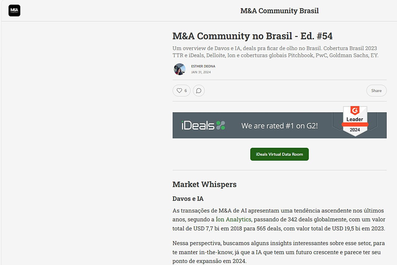 M&A Community no Brasil - Ed. #54